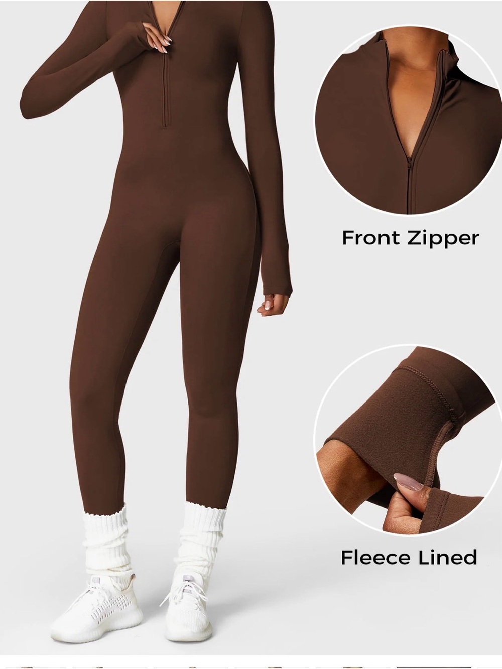 Yeoreo Belle Fleece Long Sleeve Zipper Jumpsuit